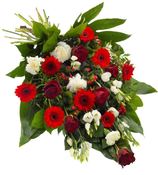 Rouwboeket rood/wit