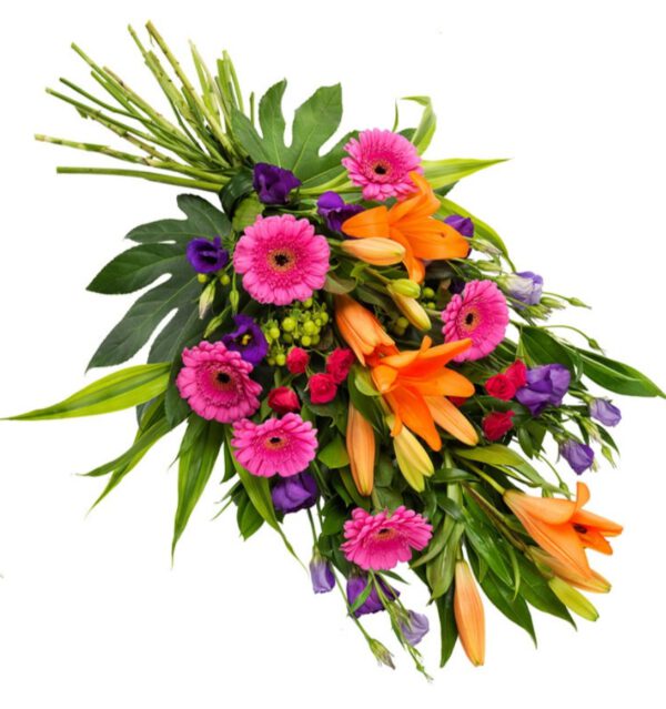 Rouwboeket felle kleuren