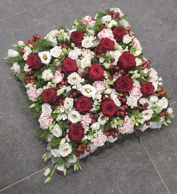 Rouwkussen rood/wit