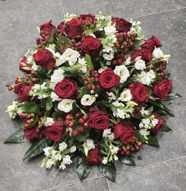 Rouwbiedermeier rood/wit