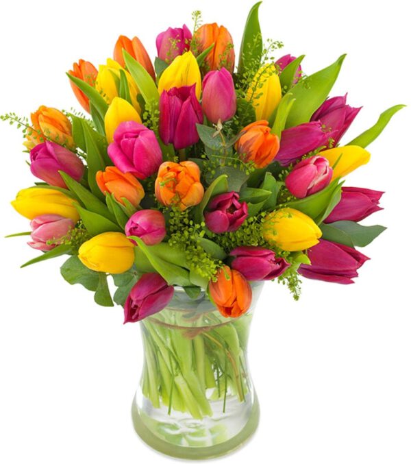 Bont voorjaarsboeket tulpen